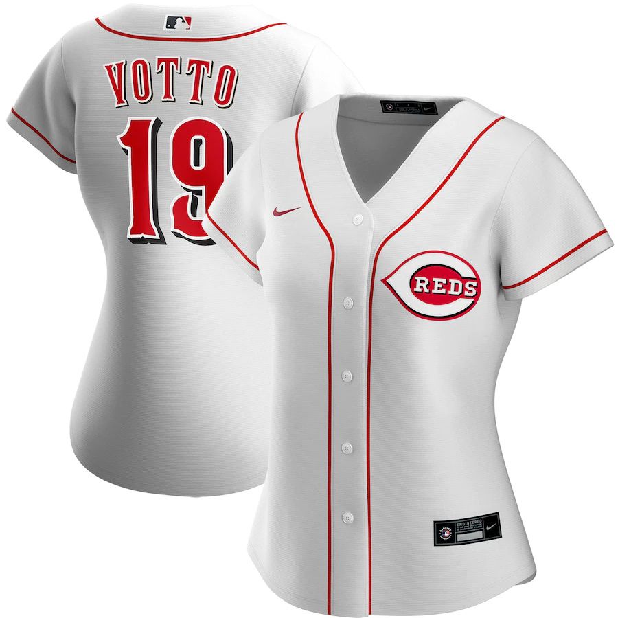 Womens Cincinnati Reds 19 Joey Votto Nike White Home Replica Player MLB Jerseys